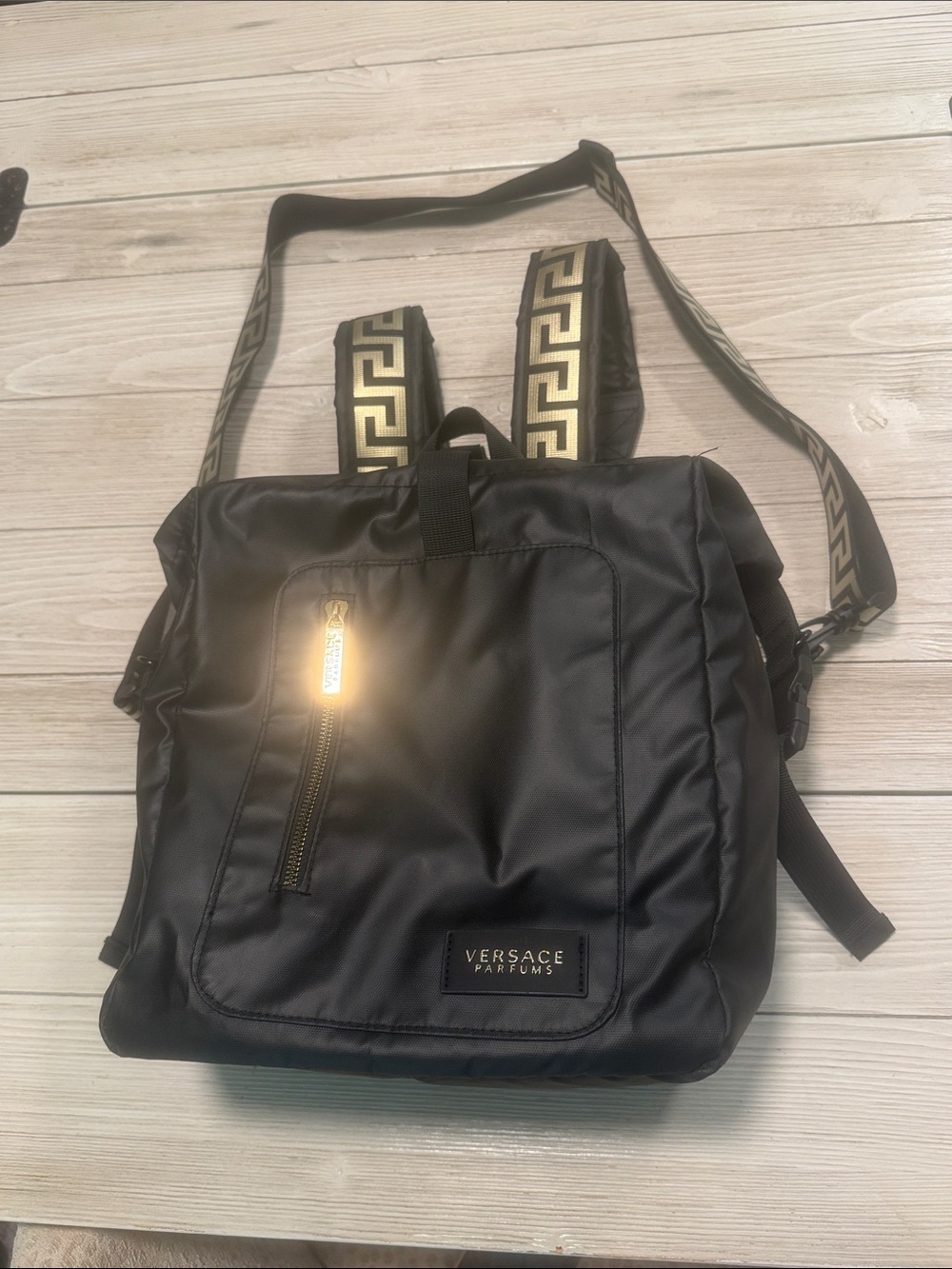 Black Nylon Backpack for Men Versace crossbody bag
